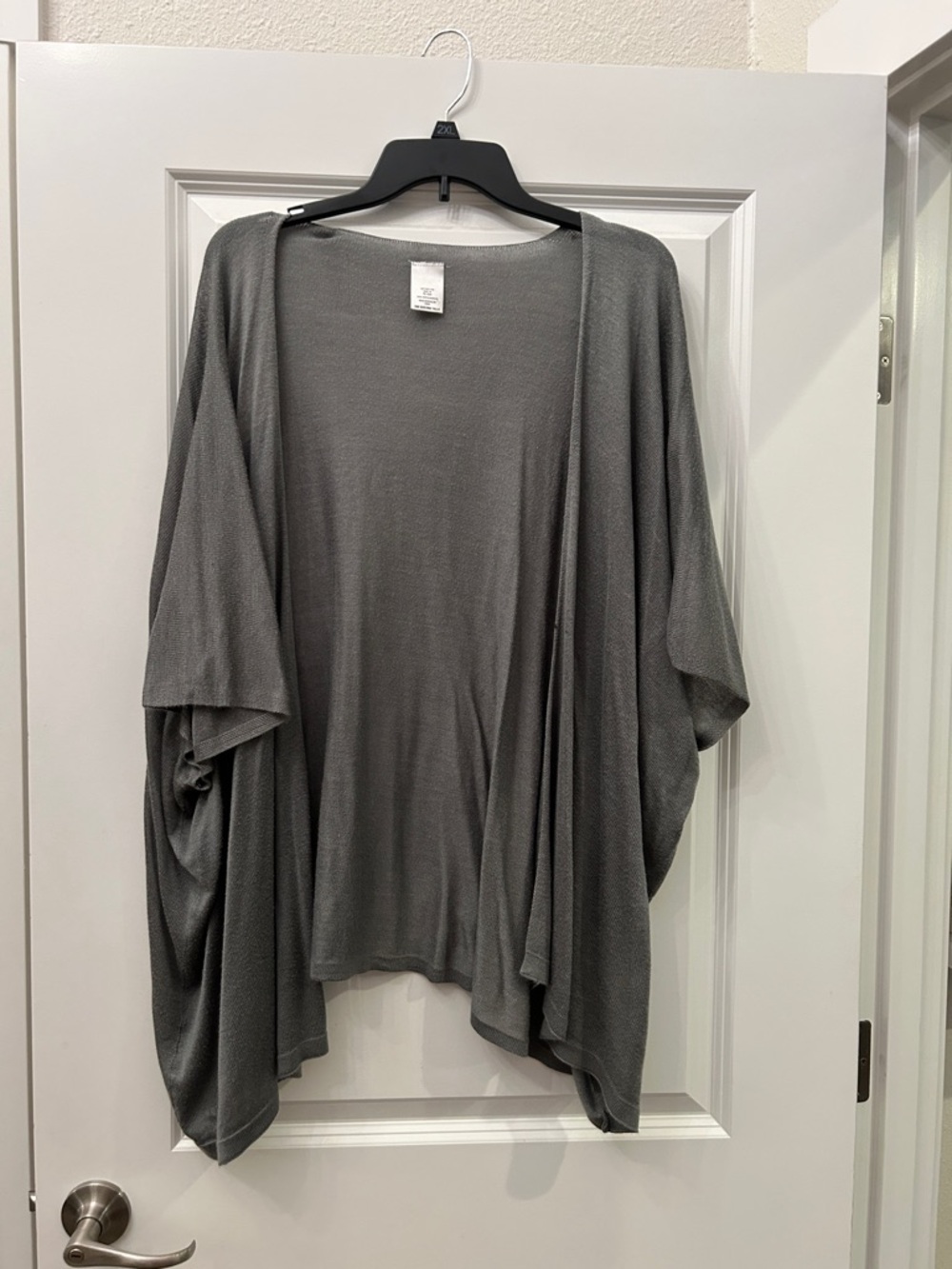 Lightweight Gray Open Front Draped Cardigan